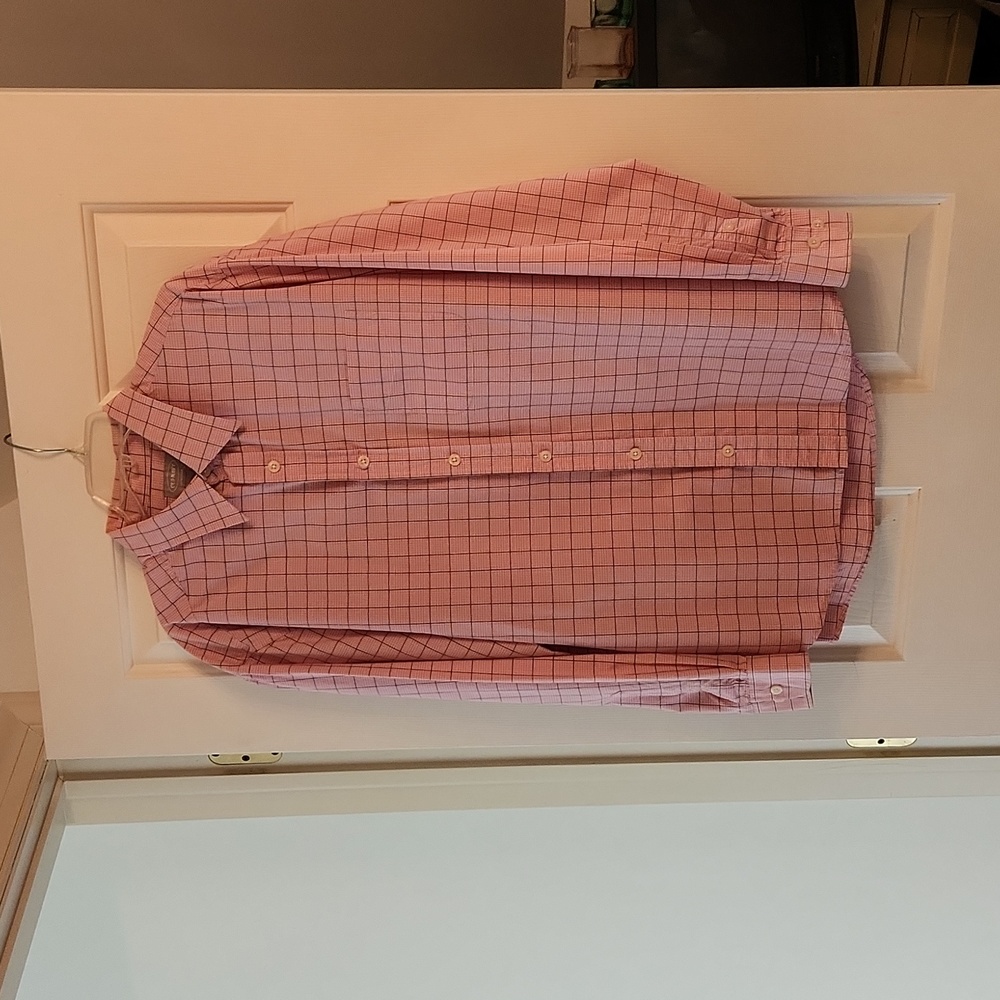 Old Navy Collection, men's shirt, L, pink check with green stripe